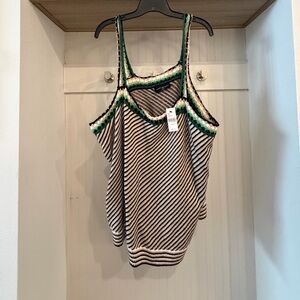 Lane Bryant Green and Black Striped Camisole